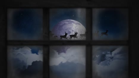 Animation-of-window-view-and-christmas-decoration