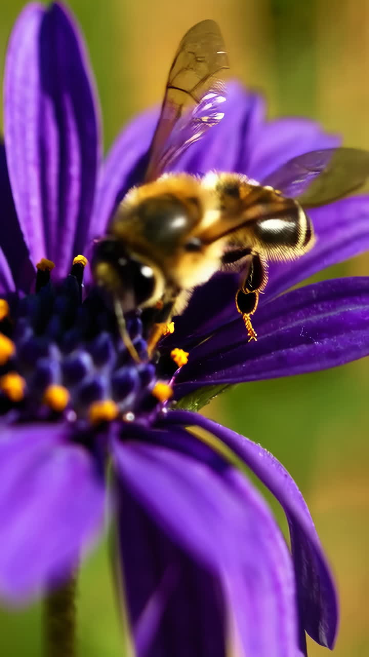 Abeja en una flor morada