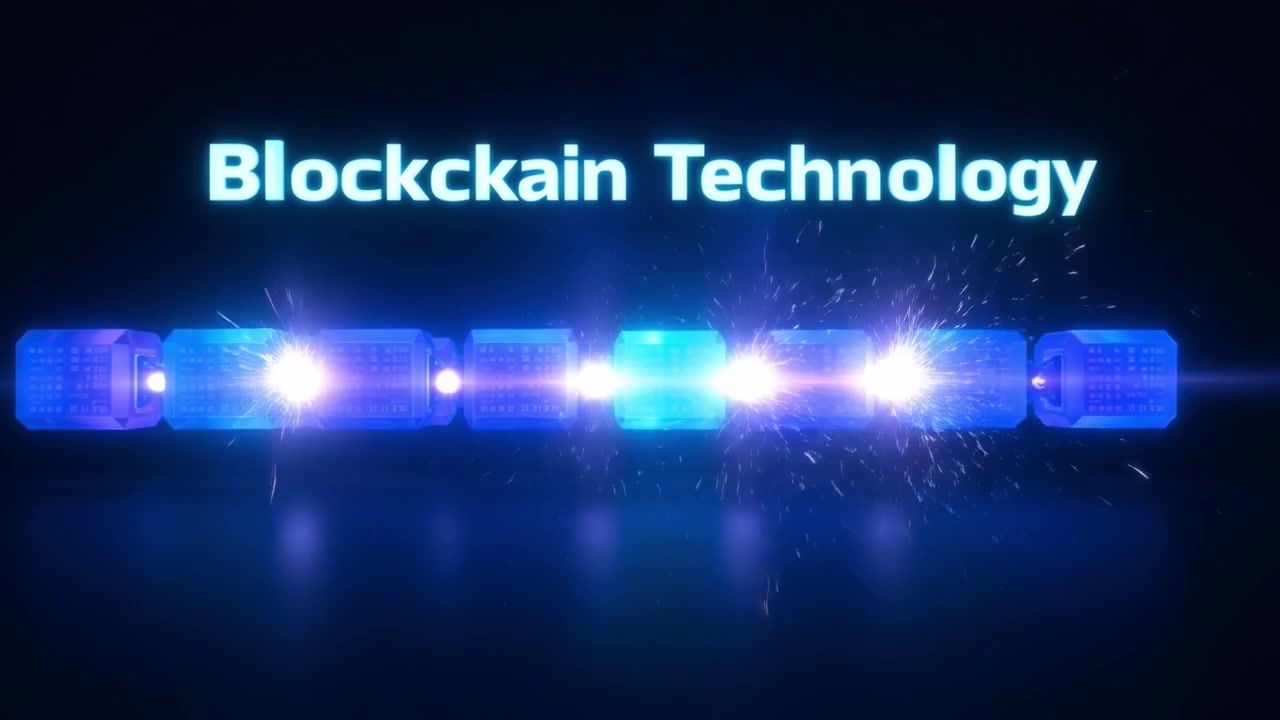 Futuristic Blockchain Technology with Interconnected Data Blocks