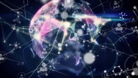 Animation-Des-Globus-Und-Netzwerks-Von-Verbindungen-Mit-Symbolen