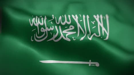 Vista-Frontal-De-La-Bandera-Saudí-Ondeando-En-Hd