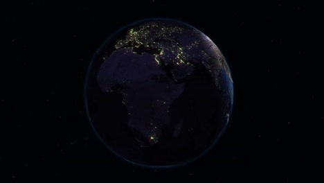 realistic earth rotating in space (loop). on the planet earth is visible the change of day and night