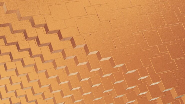 Abstract geometric rose golden backgroundfoil tiles texture seamless loop background 3D rendering