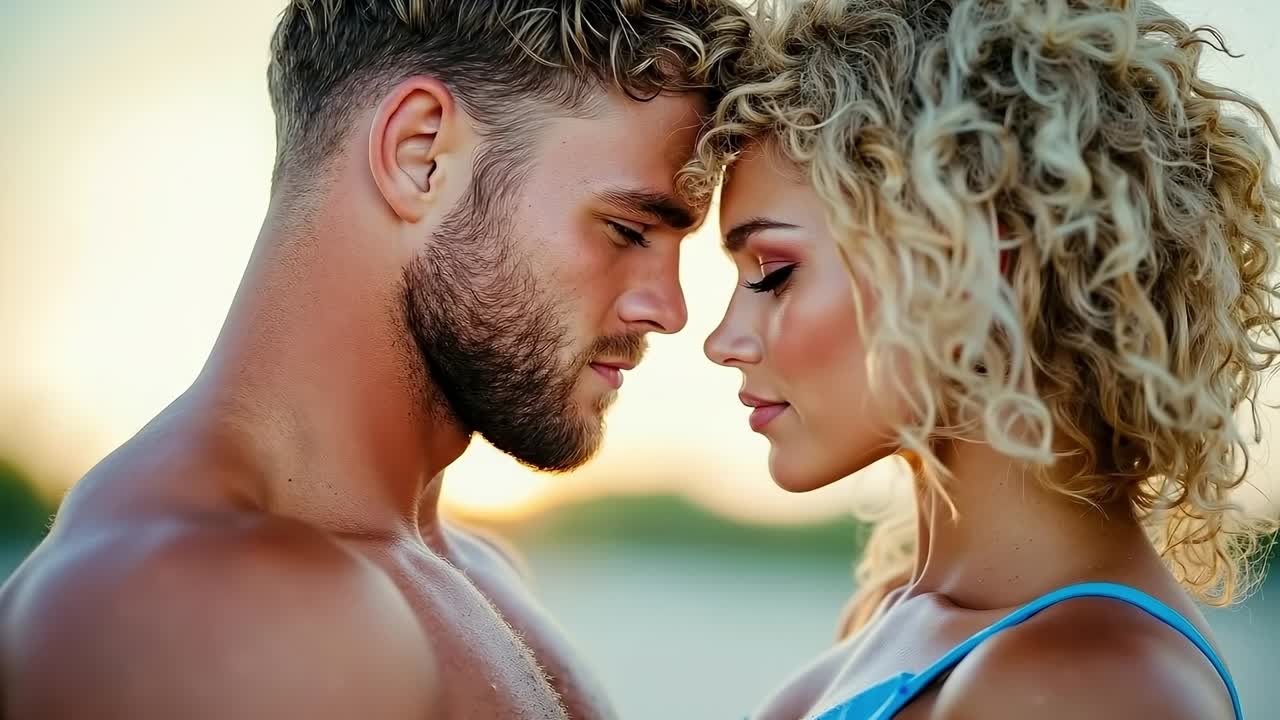 un hombre y una mujer de pie uno al lado del otro en una playa