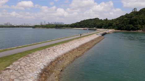 bridge connecting the saint john's island and lazarus island on a sunny day in singapore