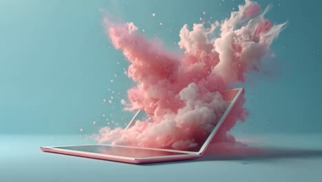 pink powder explosion from a digital device