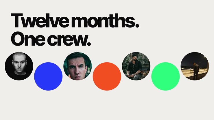 Animated Graphic Displaying Portraits and Colorful Circles with Text