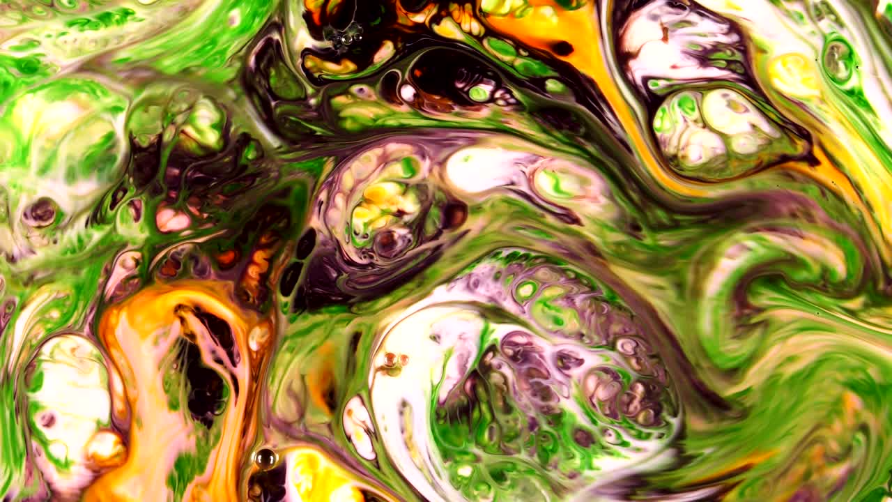 Abstract Colorful Food Paint Ink Explode Chaos Spread in Water