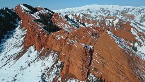 Jeri-Oguz gorge, Seven Bulls rocks, Kyrgyzstan tourist attraction, aerial