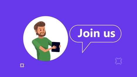 we are hiring lettering with man using tablet