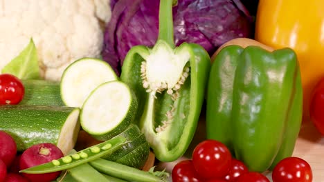 a vibrant assortment of fresh vegetables arranged neatly, showcasing their colors and textures in a well-lit setting