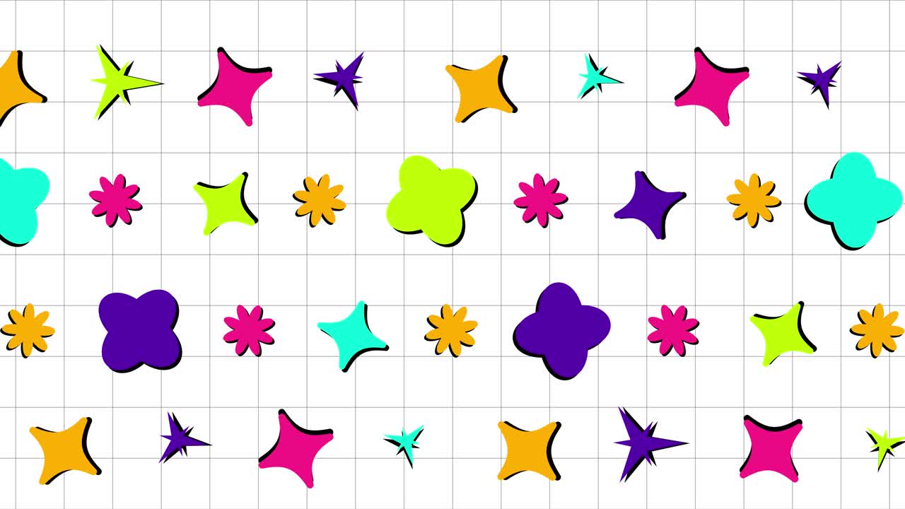 Fundo Contínuo com Flores Coloridas Animadas