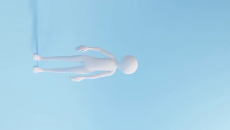 vertical 3d animation of white avatar waving its hand