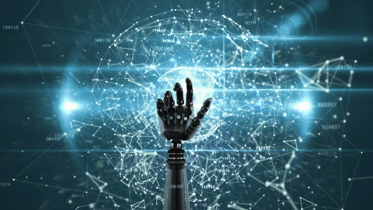 mano robótica y líneas asimétricas