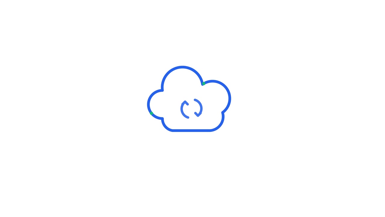 Animated Cloud Icon with Syncing Arrows on White Background