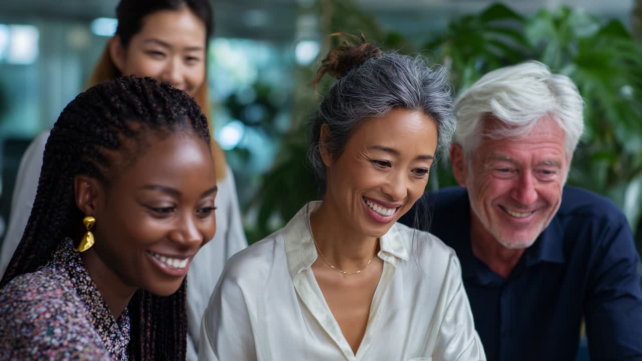 A Diverse Group of Professionals Engaging Collaboratively in an Office Setting, Displaying Enthusiasm and Team Spirit While Reviewing Work Together, Emphasizing the Importance of Teamwork and Innovation