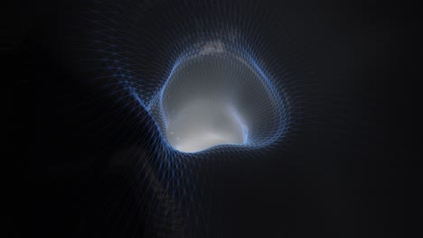 continuous loop inside abstract vortex tunnel with mesh pattern