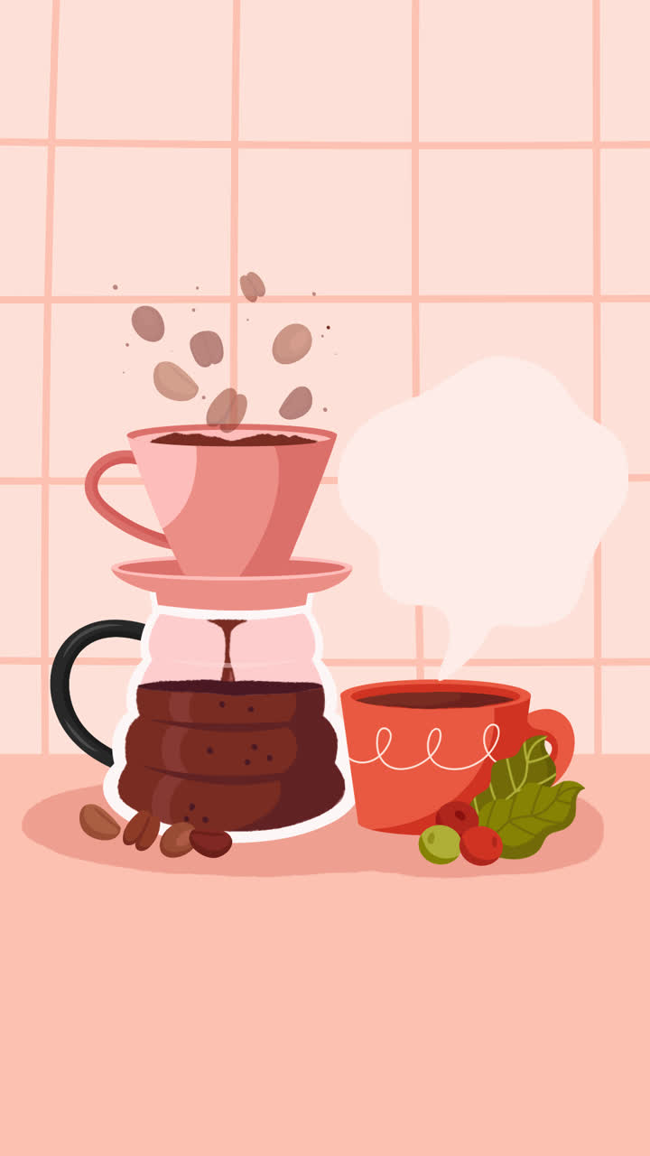 국제 커피의 날 축하를 위한 평평한 일러스트레이션의 애니메이션