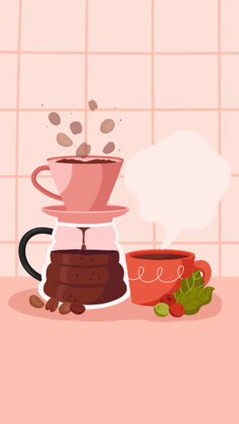 an animation of a flat illustration for international coffee day celebration