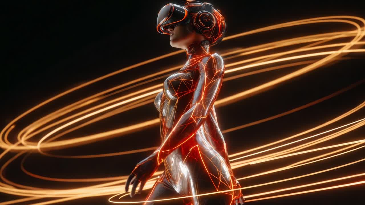 Futuristic Woman in VR Headset