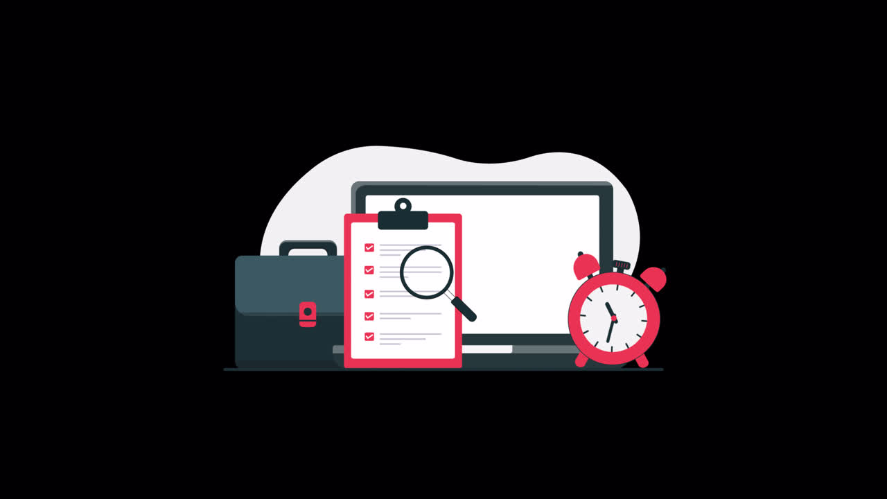Animated Illustration of Business Task and Time Management with Laptop