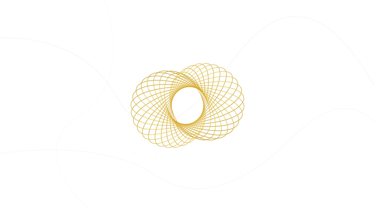 Abstract Golden Geometric Spirograph Animation on White Background