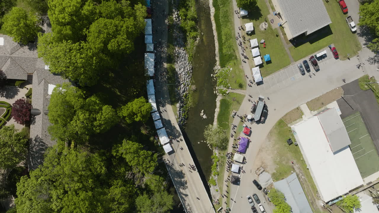 Bird's Eye View Over Dogwood Festival Event In Siloam Springs, AR, USA - drone shot