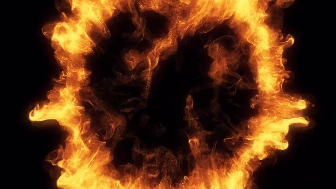 Energetic Fire Explosion Forming a Ring on Black Background