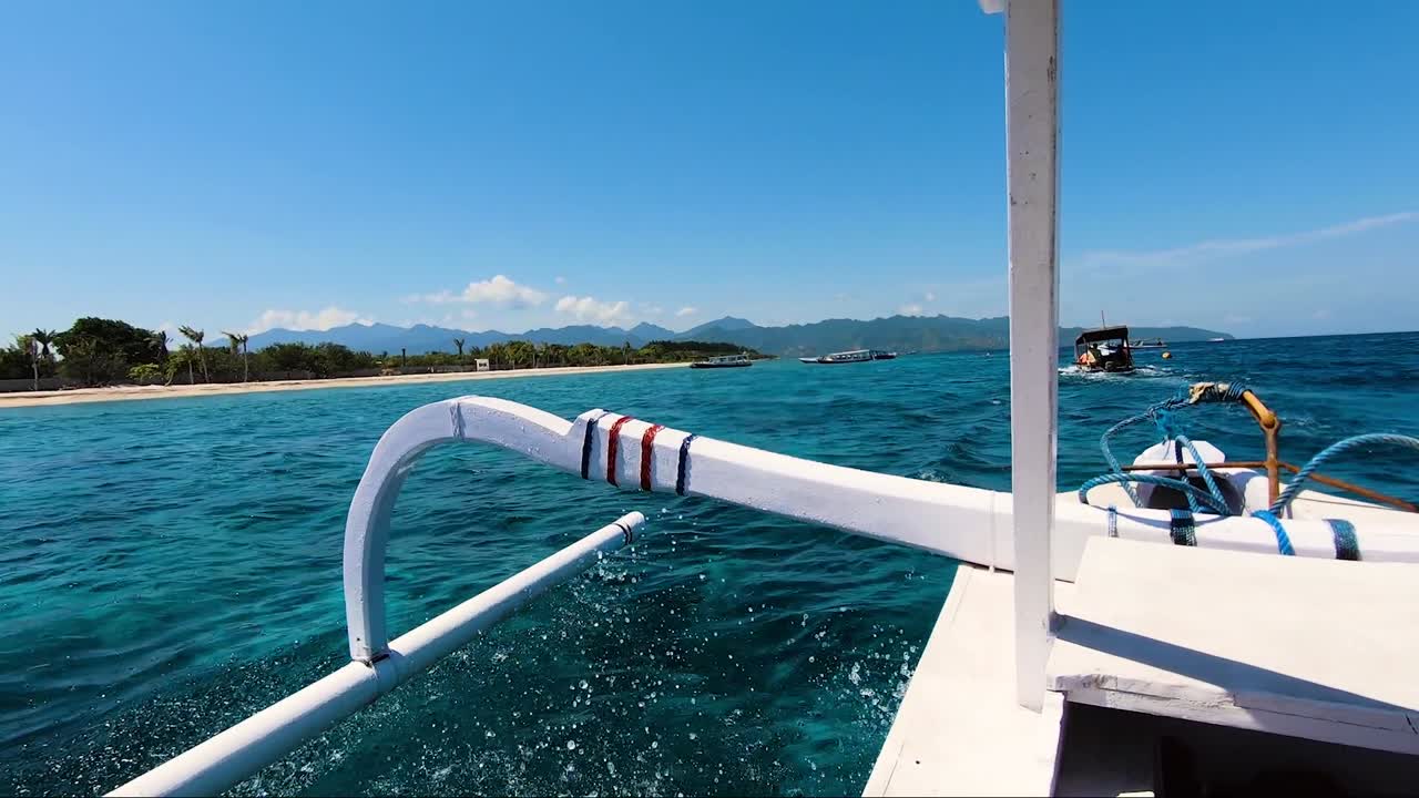 Inside traditional Indonesian fishing boat called a Jakung off the coast of the Gili Islands in Indonesia.