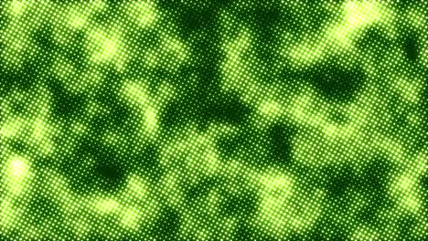 halftone dots texture motion with waving glowing defocused particles background. seamless loop 4k animation