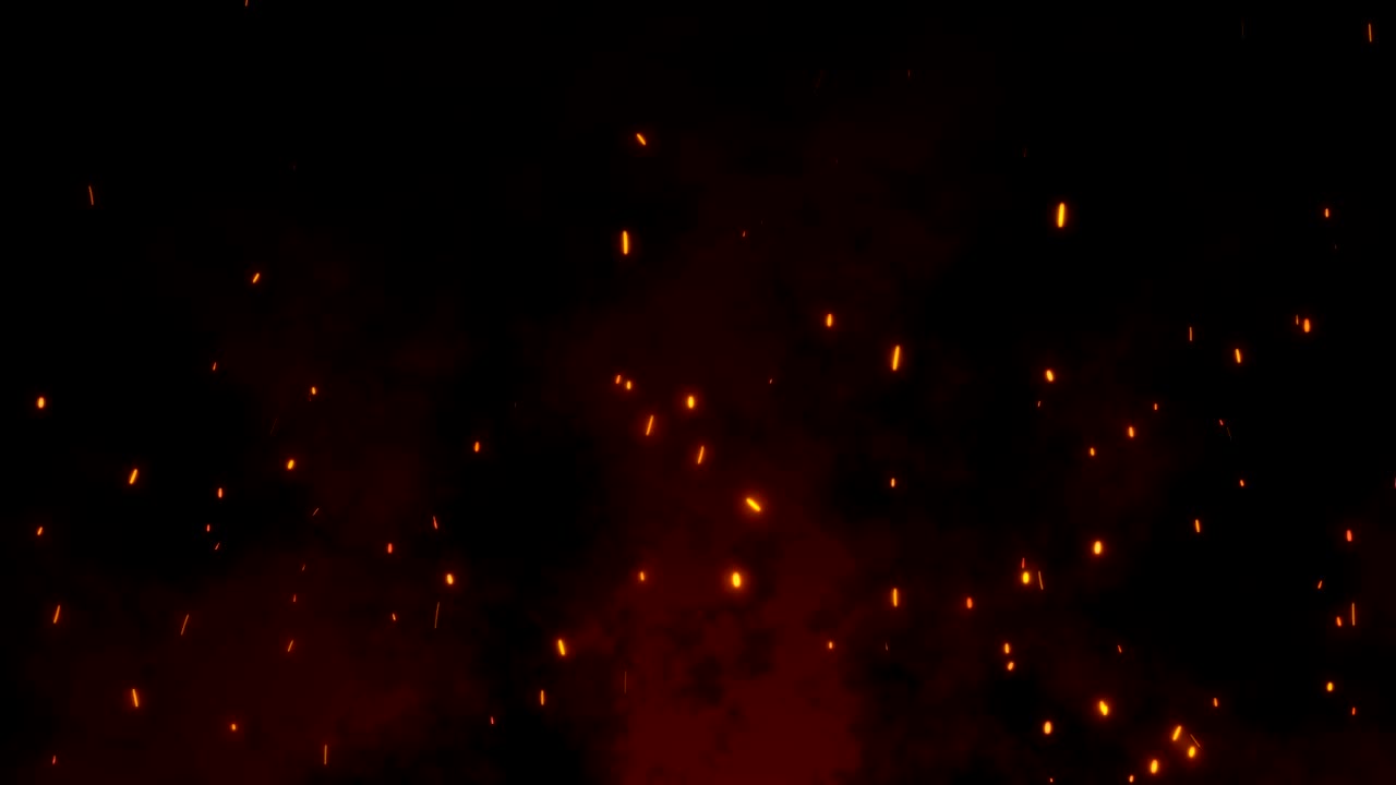 las chispas ardientes y rojas vuelan lejos del gran fuego en el cielo nocturno