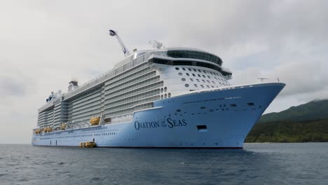 cruise ship anchored in between aneityum island and mystery island, vanuatu.