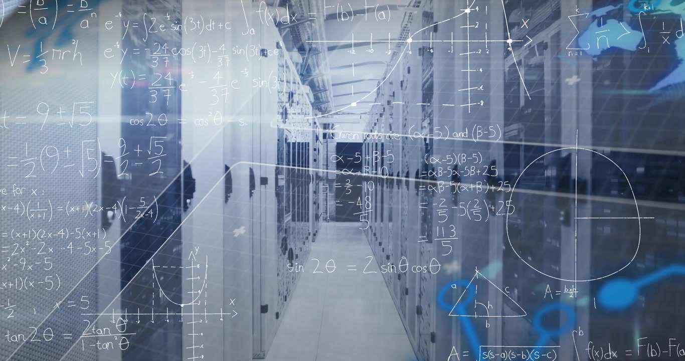 Animation of data processing over server room