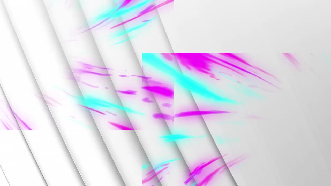 animación de luces de colores sobre un fondo geométrico blanco