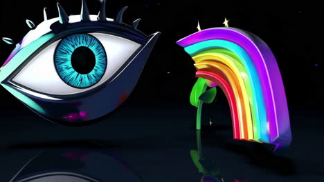 vibrant abstract eye and lotus with rainbow colors