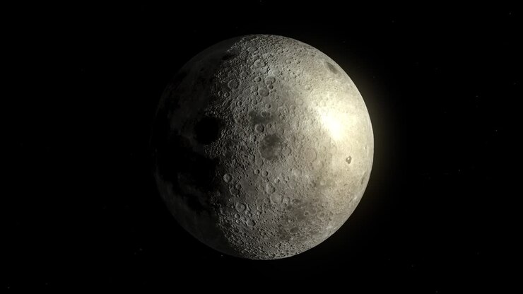 Renderização 3D de fases lunares realistas com fundo de estrelas. Elementos destas imagens fornecidos pela NASA.