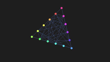 a triangle displaying a star-shaped arrangement of colorful dots, showcasing a visually appealing pattern through the juxtaposition of vibrant hues and structured layout