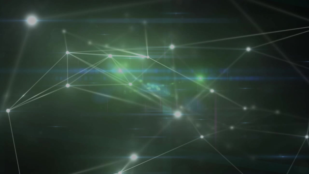 Animation of glowing network of connections against green background