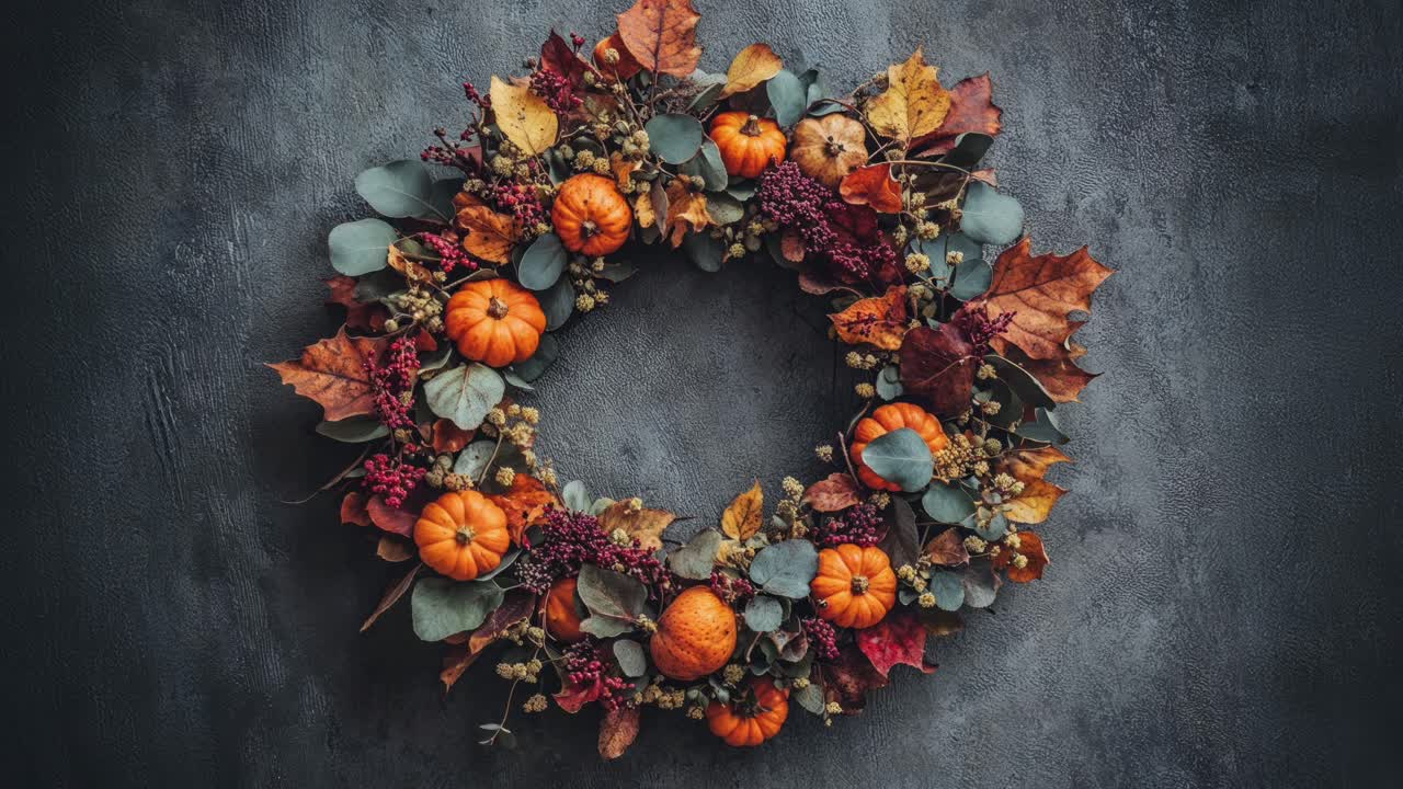 Herbstkranz mit Kürbissen