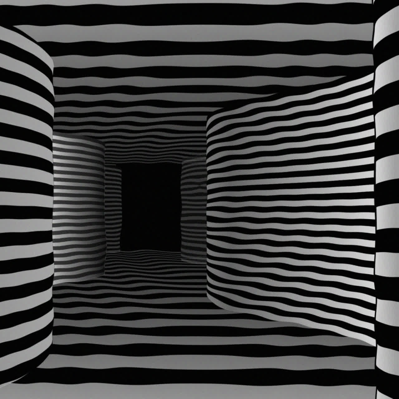 Abstract Black and White Striped Tunnel