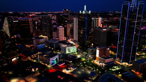 downtown dallas skyline after sunset