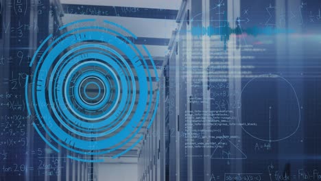 animación del escaneo del alcance y el procesamiento de datos a través de servidores informáticos