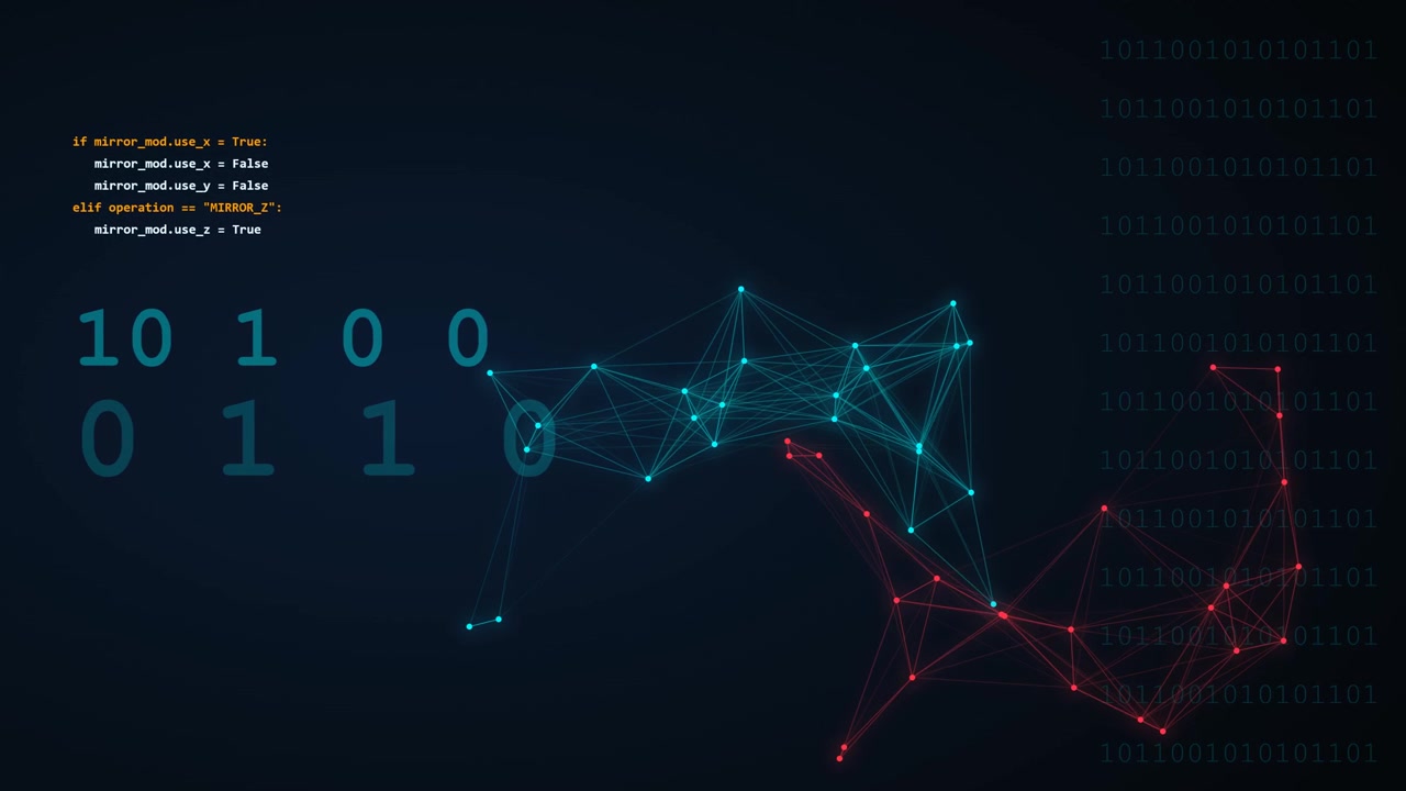 Digital Network Visualization with Binary Code and Programming Syntax
