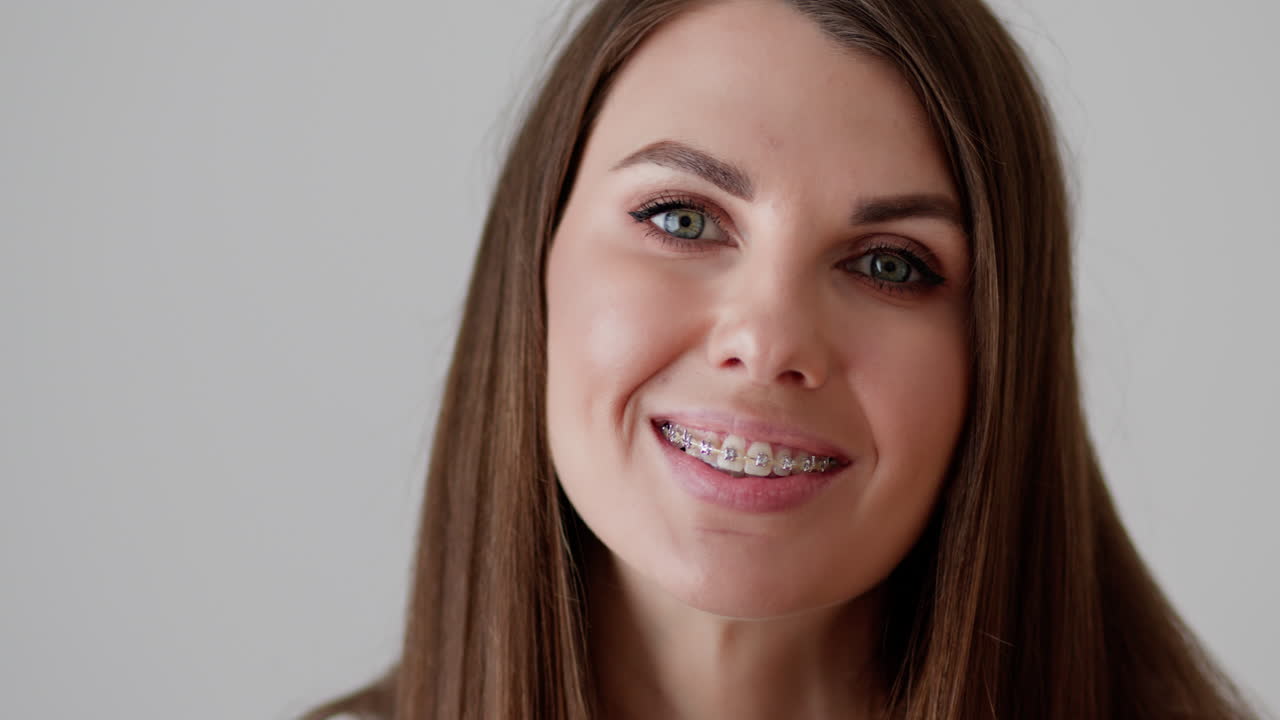 Woman with and without braces