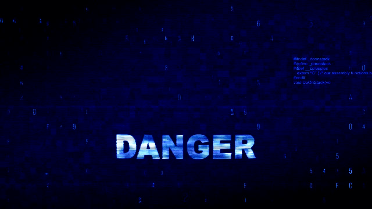 gefahr text digitaler lärm twitch glitch verzerrung effekt fehler animation.