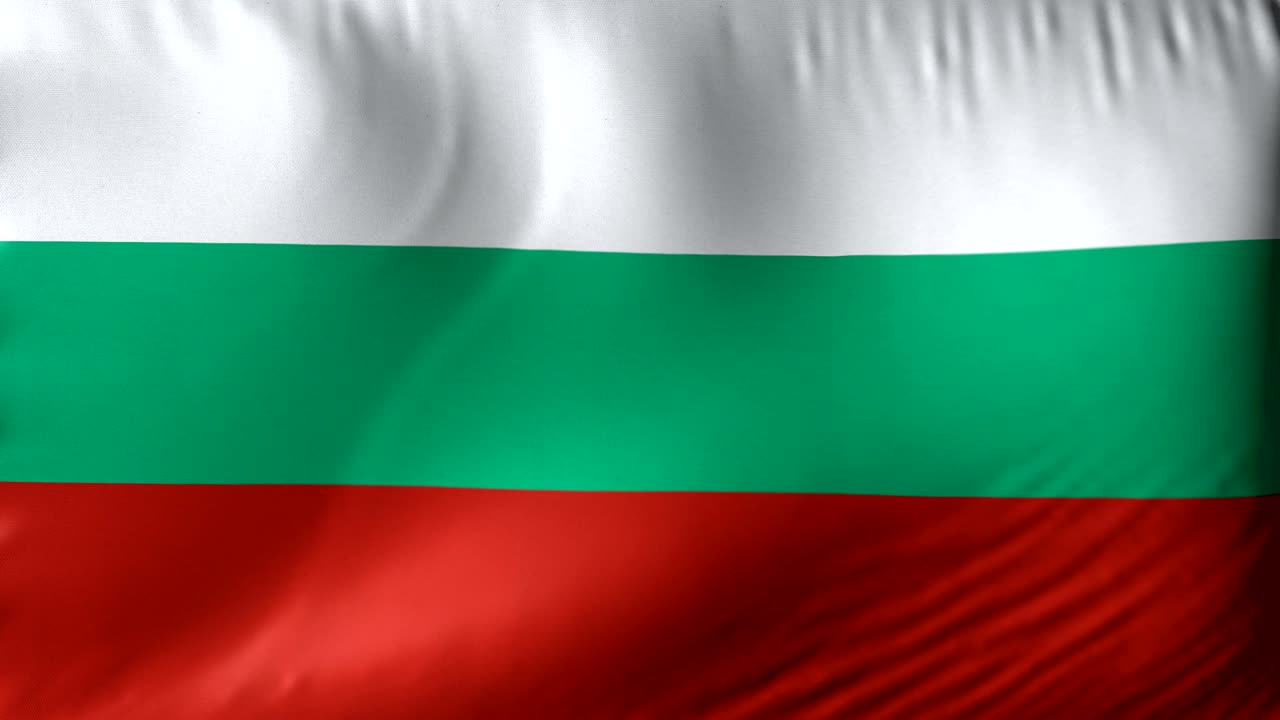 National flag of Bulgaria. Seamless looping 4k full realistic bulgarian flag waving against background.