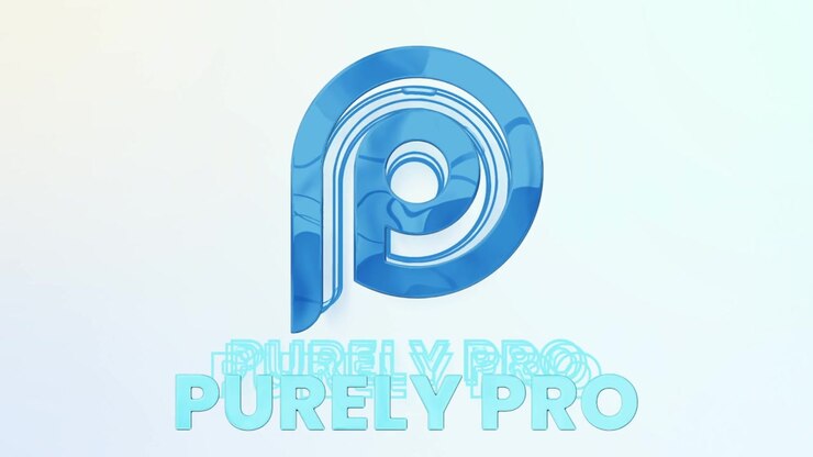Geanimeerde blauwe letter P logo-onthulling met tekst