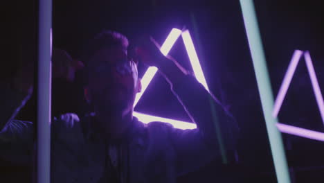man performing with lightsticks