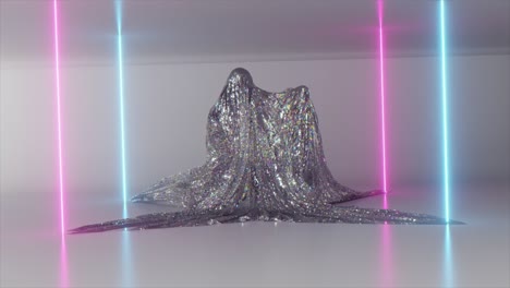 el concepto de baile y entretenimiento. la manta de diamantes está bailando. fantasma animación 3d de bucle sin costuras
