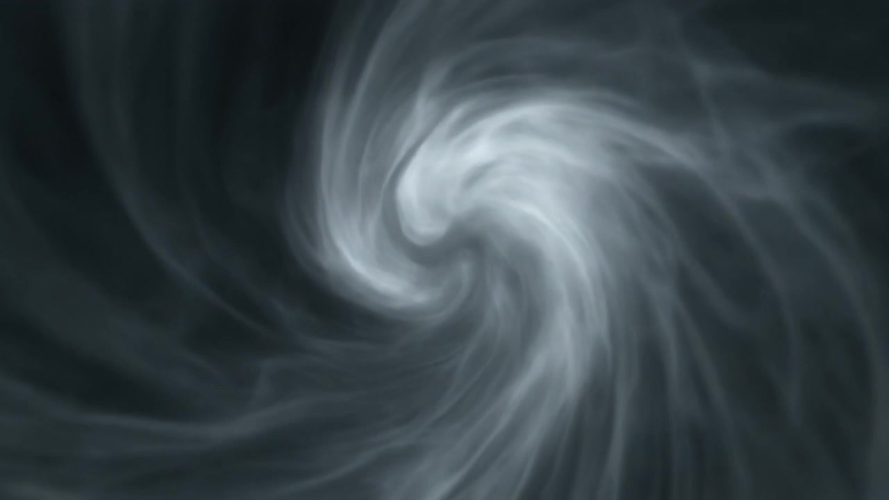 Vortice di fumo bianco vorticoso su sfondo nero